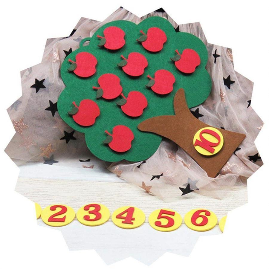 Apple Tree Learning Numbers Felt Board (1 Set), Counters Math Toy, Math Games Manipulatives, Montessori Counting Toy, Math Learning Tools