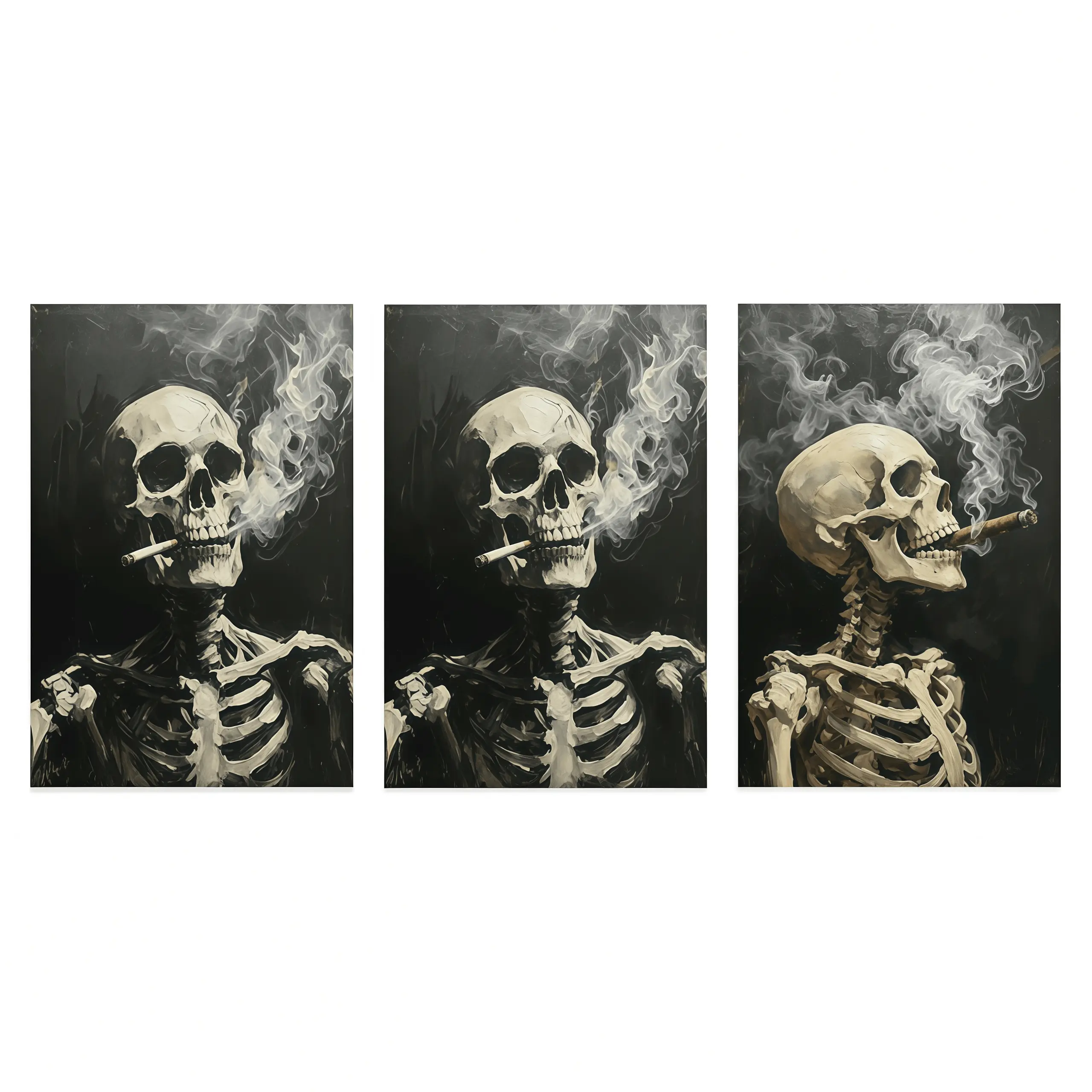 Skull Pattern Canvas Painting, 3 Counts/set Creative Wall Art Poster, Wall Art Decor for Home Living Room Bedroom Office Artwork y2k japanese drift poster masculine gym boho retro car magazine wall art unframed bible verse wall decor coquette