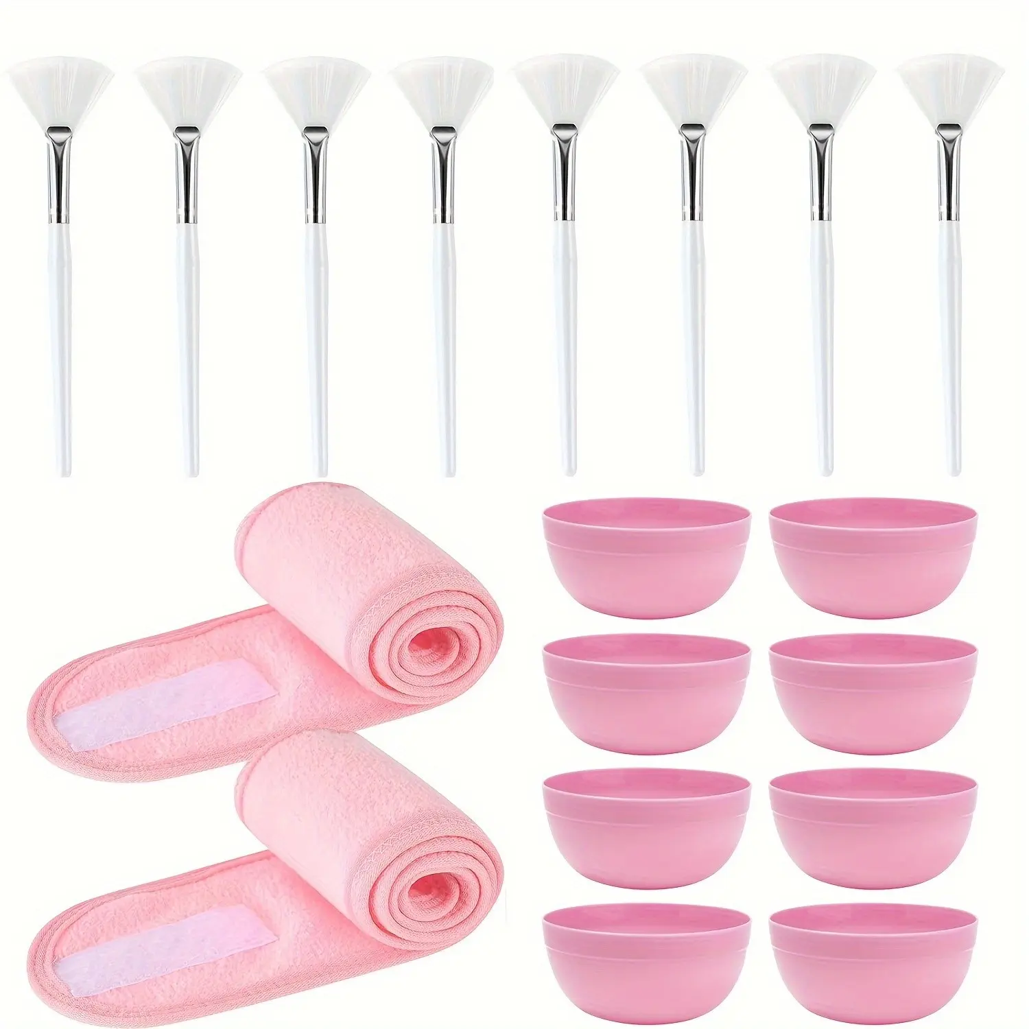 18 Piece Headscarf Mask Brush Set, Essential Skincare Tools, Face Tools, Perfect for Facial Masks, Durable & Reusable Design, Ideal for Home Use