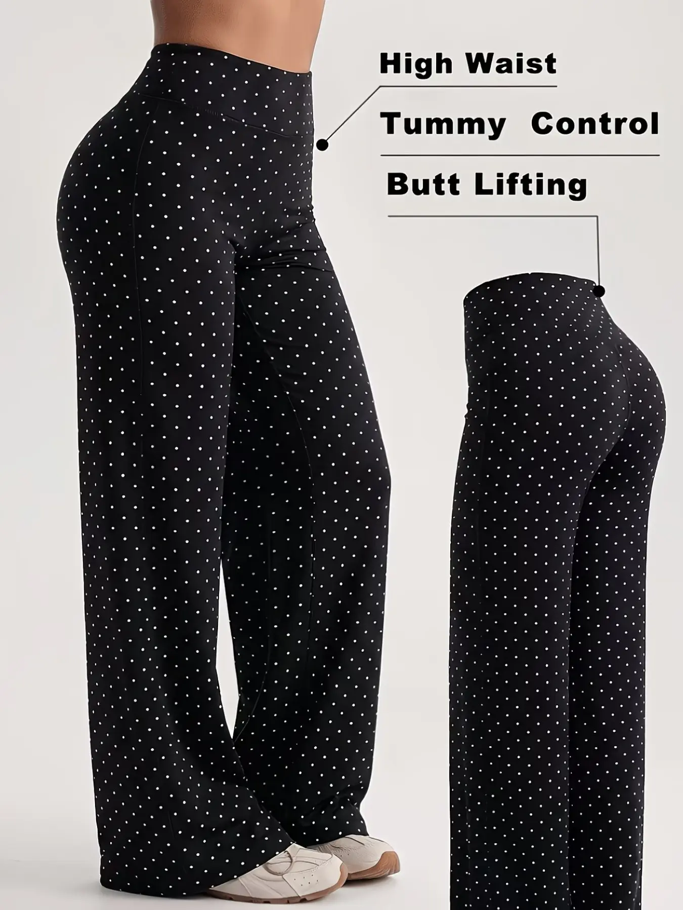 High-Waisted Wide-Leg Pants, High Elasticity Slimming Butt Lifter, Suitable for Various Sports and Daily Casual Wear