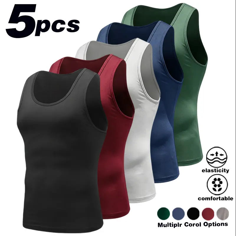 High stretch fitness vest for men, quick drying breathable sports sleeveless top, summer moisture wicking, versatile, simple and casual