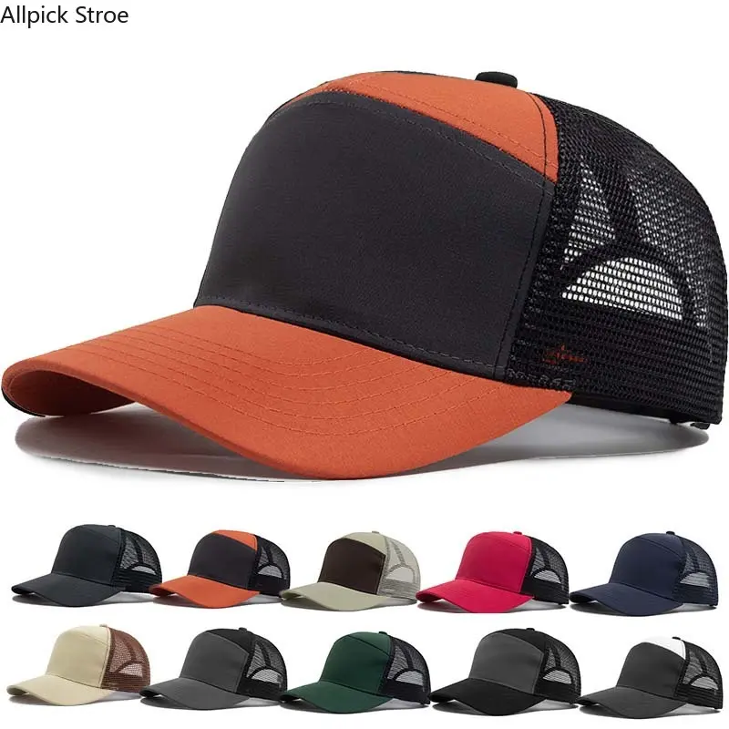 7 Panel Mesh Trucker Hat for Men and Women, Breathable Adjustable Snapback Baseball Cap, Hip Hop Streetwear Y2K Summer Cap, Lightweight Sun Protection Outdoor Hat for Travel, Hiking, Fishing & Daily Wear
