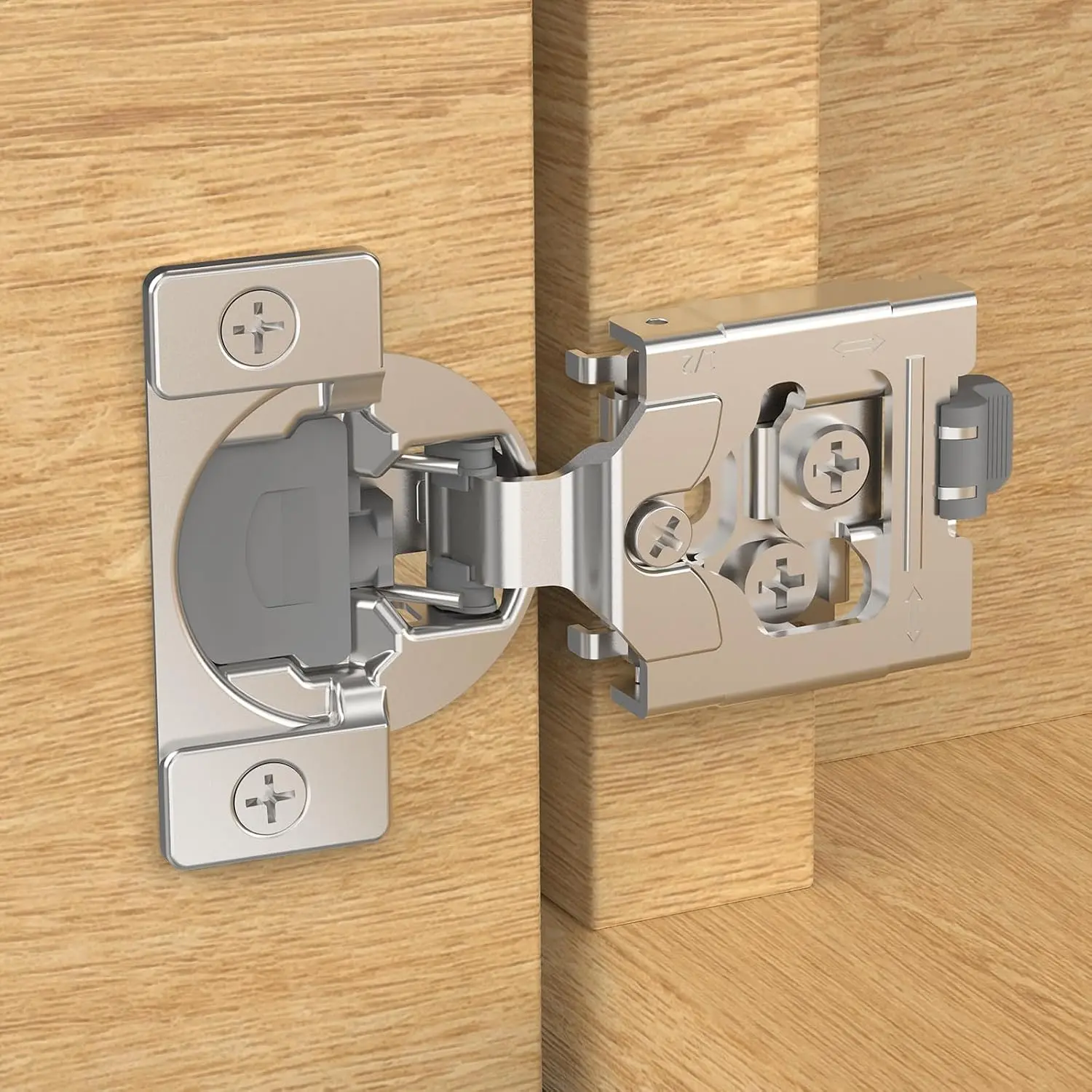 20 Pack 1/2" Overlay Soft Close Cabinet Hinges, Clip- Plate, 105° Smooth Slow Self Closing,  Adjustment,  Frame Concealed Hardware ,  Hinge for Kitchen Cupboard