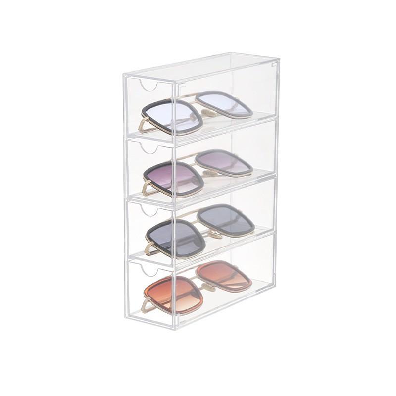 Acrylic glasses case can be stacked four-layer desktop glasses sunglasses display box dust-proof drawer storage box Organizer