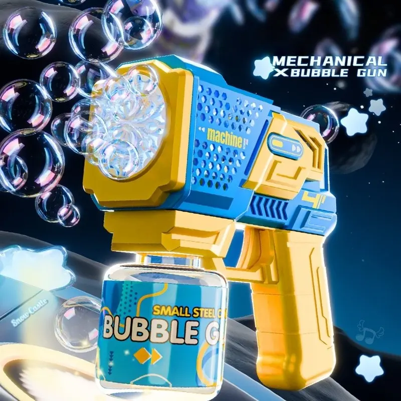 Electric Mechanical Style Bubble Gun, Automatic Bubble Blower, Outdoor Toy for Kids, Birthday Gift, Includes 90ML Bubble Liquid