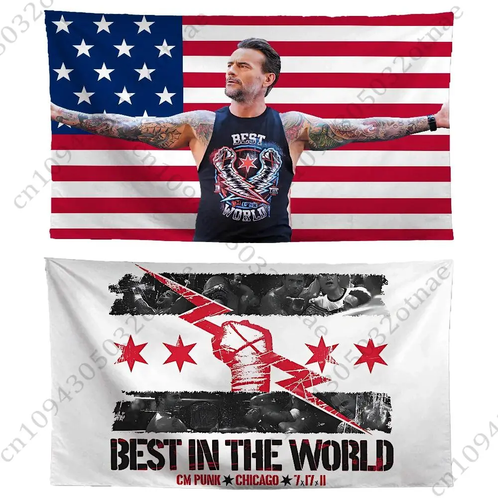 WWE CM Punk Synthetic Polyester Flag Tapestry - Wrinkle Resistant Funny Backdrop Banner, Lightweight Hanging Wall Art Decor for College Dorm, Bedroom (Home Supplies) for Birthday, Christmas Photo Parties