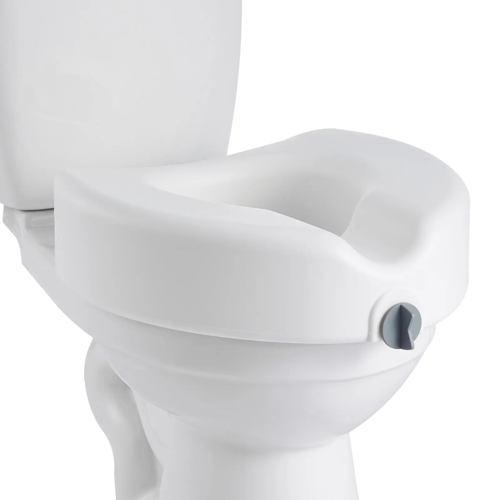 VEVOR Raised Toilet Seat Riser, 350 lbs Capacity, 5-in Lift Height, Aluminum Frame, 16.7 x 16.4 x 7.1 in, U-Shaped Groove, Comfortable Cushion, Easy Installation, Fits Elongated & Round Bowls for Seniors, Disabled, Comfortable Seat Cushion, U-Shaped Toile