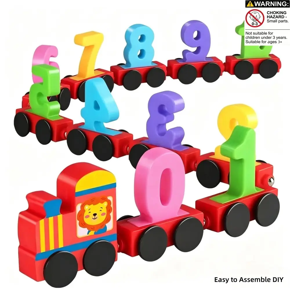DIY Magnetic Number Letter Train Set,  Educational Building Blocks Develop Hands-on Skill, Colorful ABS Train Cars with 0-10 Numbers & 26 Letters, Mini Portable Pocket Travel Game, Learn While Playing, Parent-child Interactive Toy, Kids Holiday & Birthday