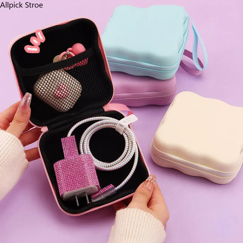 PU Travel Organizer Bag - Compact Shape Mini Travel Product, Polyvinyl Chloride (PVC) Small Portable Lightweight Zipper Case for Charger Storage, USB Cords, Power Banks, Travel Organizer Bags