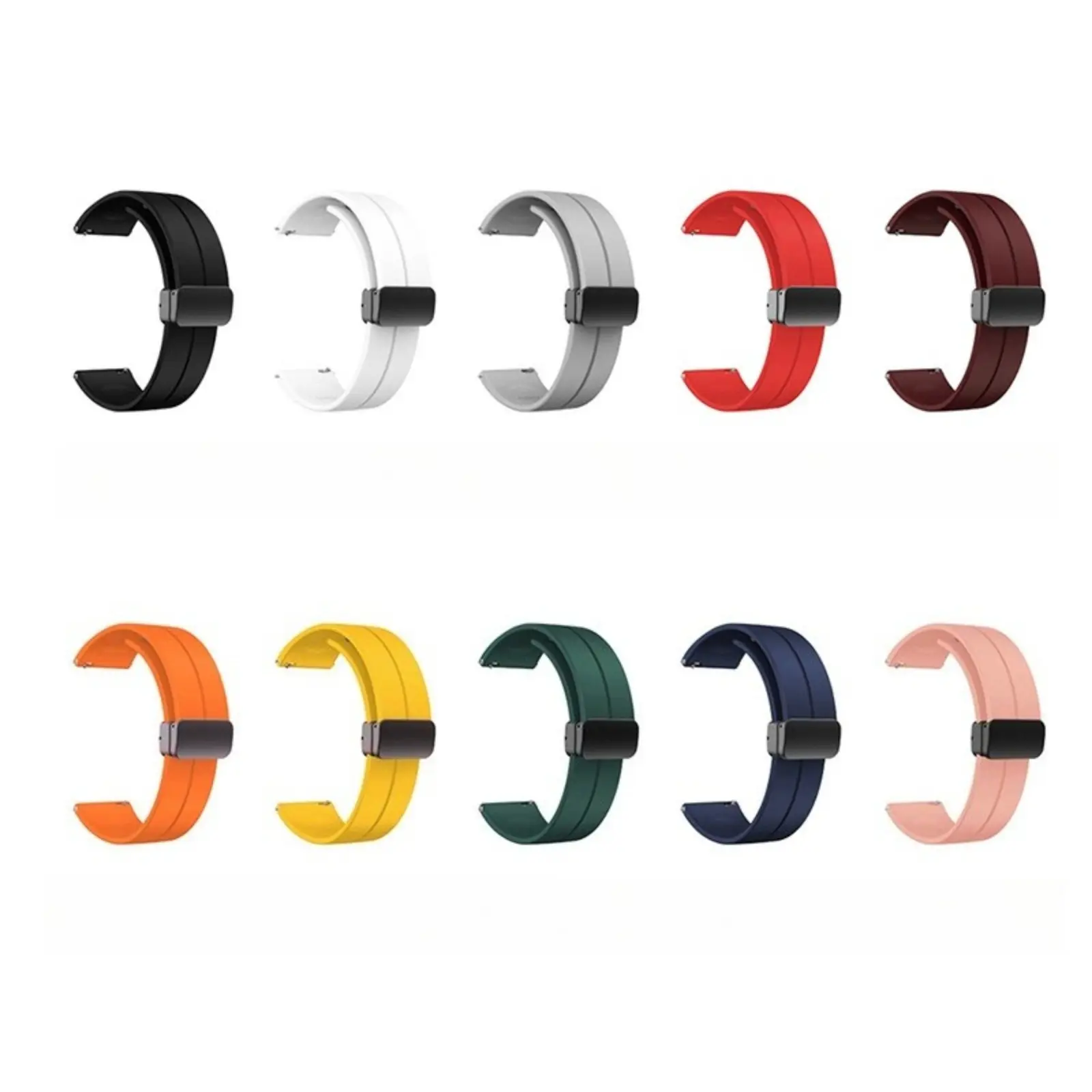 Magnetic Solo Loop Silicone Watch Band Compatible with Apple Watch Series 11 Ultra SE 10 9, No Buckle Self-Adjustable Replacement Strap, Soft Sweatproof Solid Color Wristband, 10 Colors Sport Watch Bracelet for Workout Office Daily Casual Dating Outfit