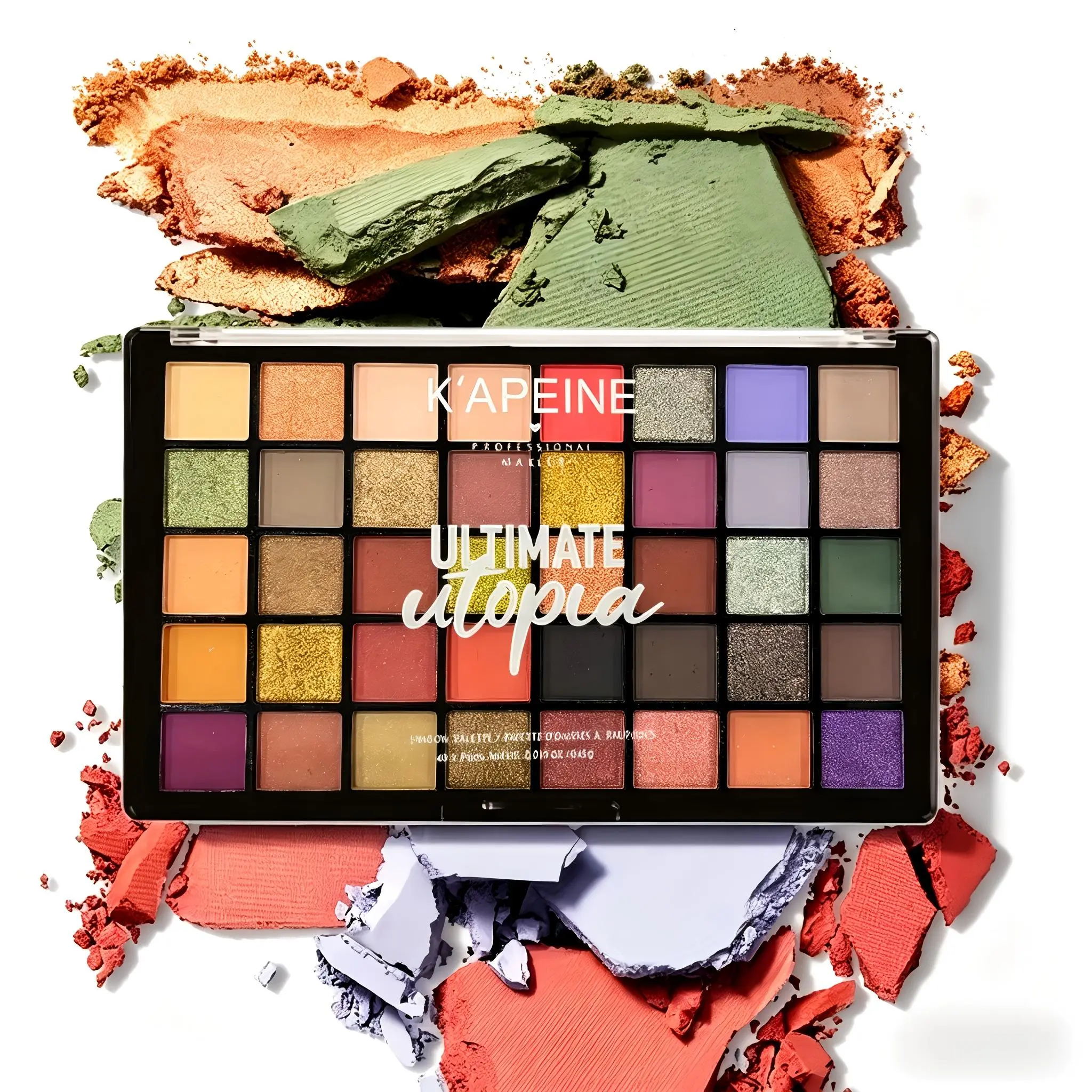 Large Utopia Eyeshadow Palette 40 Shades, Green Orange Purple Neutral Multicolor Eye Makeup, Rich Pigment Smooth Eyeshadow Tray for Halloween Festival Daily Looks Pressed Pigment Palette