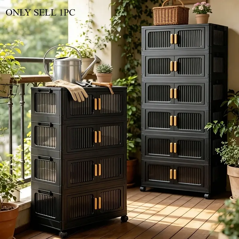 Art Storage Cabinet Crafts Storage Cabinet Roller Art Storage Cabinet 3/4/5/6 Layers Black Art Storage Cabinet, Foldable and Stackable Gold Handle Handicraft Sorting Cabinet, Roller Art Supplies Storage Unit