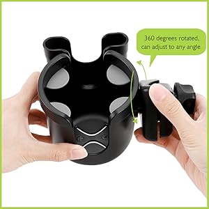 Stroller Cup Holder with Phone Holder, Bike Cup Holder, Universal Cup Holder for Uppababy Nuna Doona Strollers, 2-in-1 Cup Phone Holder for Stroller Bike Wheelchair Walker Accessory