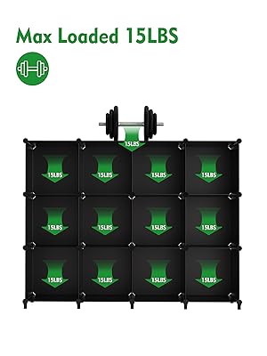 6-Cube Storage Organizer, Closet Organizer Storage Cabinet Shelf Bookcase Bookshelf with Metal Hammer, Storage Cubes Organizer Cabinet for Kids, Closet, Bedroom, Bathroom(11.8x11.8x11.8 inch)Black