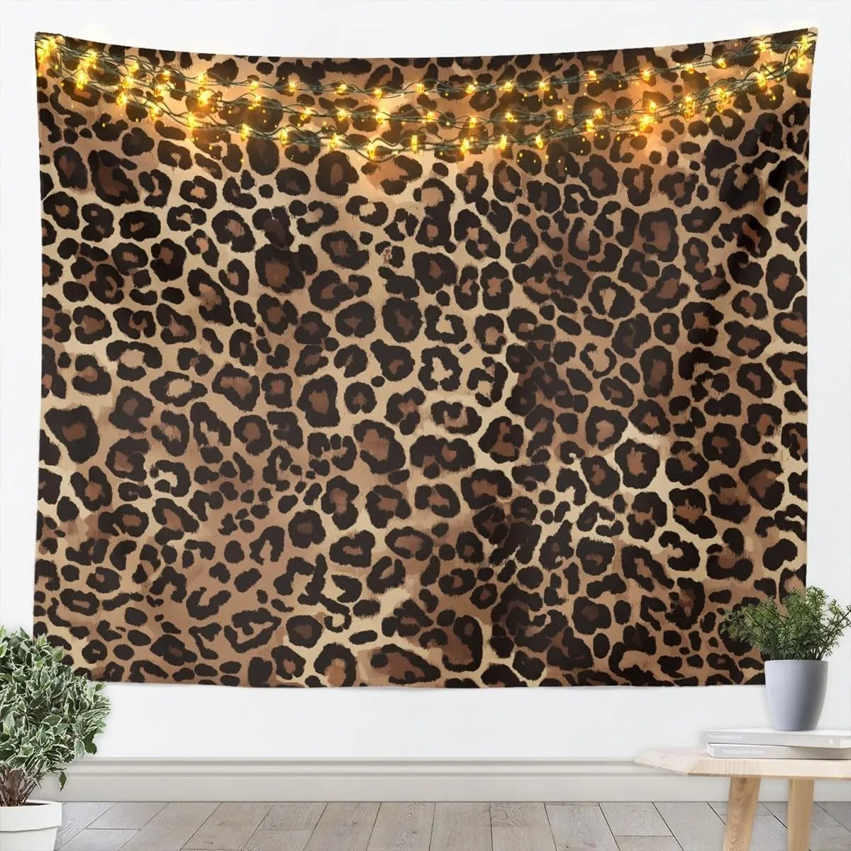 Large Size Cheetah Theme Fabric Wall Tapestry, Leopard Print African Safari Animal Geometric Modern Abstract Decorative Wall Hanging, 59x82 in for Kid Boy Home Decor
