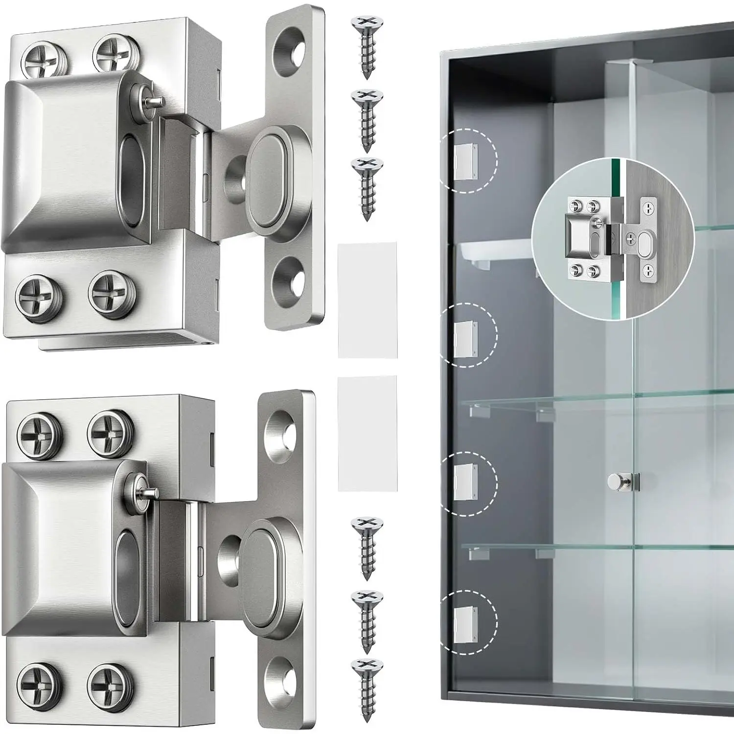 Glass Door Hinges for Cabinets, Cabinet Glass Door Hinges(-2PCS) | 304 Stainless Steel for 5-8mm Cabinet Door