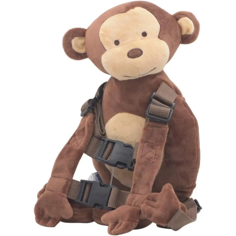 Toddler 2-in-1 Monkey Safety Harness Backpack with Walking Leash Strap (Brown)