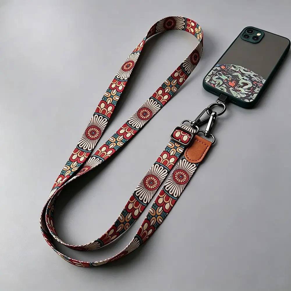 Adjustable Retro Ethnic Style Phone Strap, Anti-Loss Mobile Case Lanyard, Crossbody Phone Cord, Vintage Neck Band, Secure Attachment