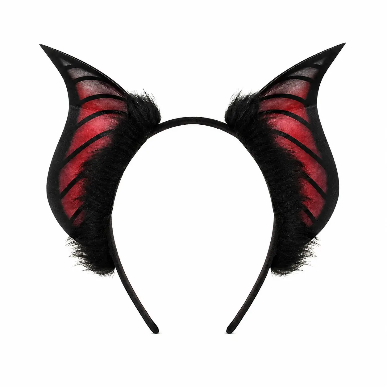 Halloween Bat Ear Headband, Furry Gothic Vampire Devil Costume Hairband for Women, Cosplay Party Masquerade Headpiece, Halloween Accessories