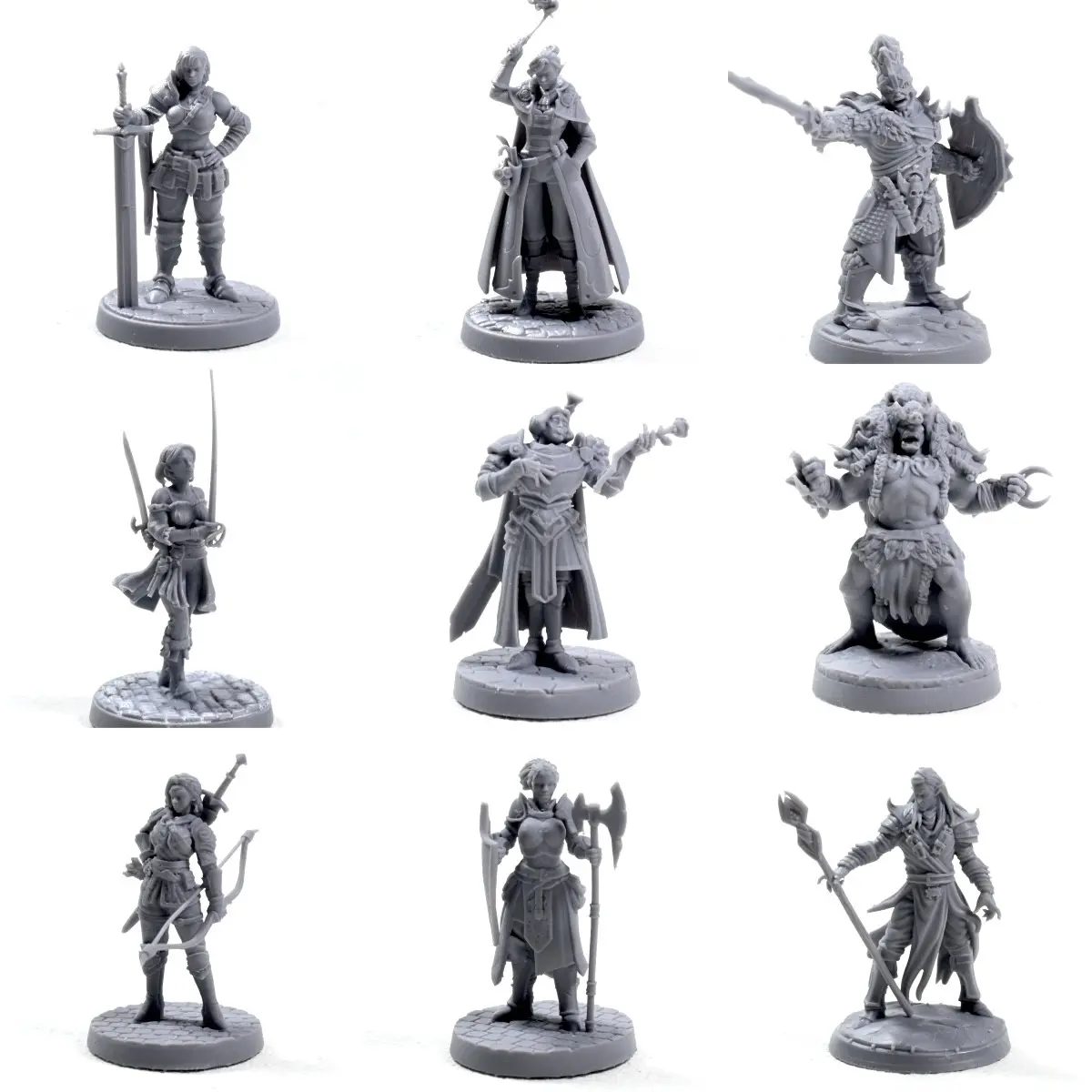 High Precision Dnd Tabletop Miniature Set, PC Hero Figures Pack, Knight Wizard Warrior Barbarian, 25mm Base, Collectible for Tabletop Enthusiasts