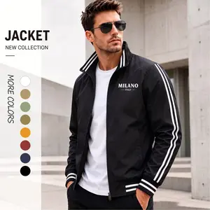 Men’s MILANO ITALY Graphic Print Lightweight Bomber Jacket – Luxury Streetwear Flight Jacket with Clean Athletic Fit, Stripe Sleeve Detail & Urban Fashion Zip-Up Design
