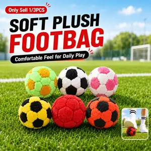 1/3PCS Soccer Hackys Footbag Sacks, Soft Plush Footbags for Adults, Hackys Footbag Sacks, Knitted Footbag Sacks Set, Cute Knitted Hackys Foot Bags, Vibrant Sports Design for Indoor & Outdoor Play, Party Favors, and Coordination Training