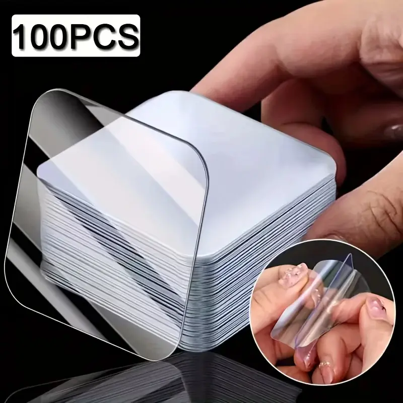 100pcs Super Strong Double-Sided Tape, Transparent No Drilling or Nails Needed, Suitable for Plastic, Glass, Metal, Stone