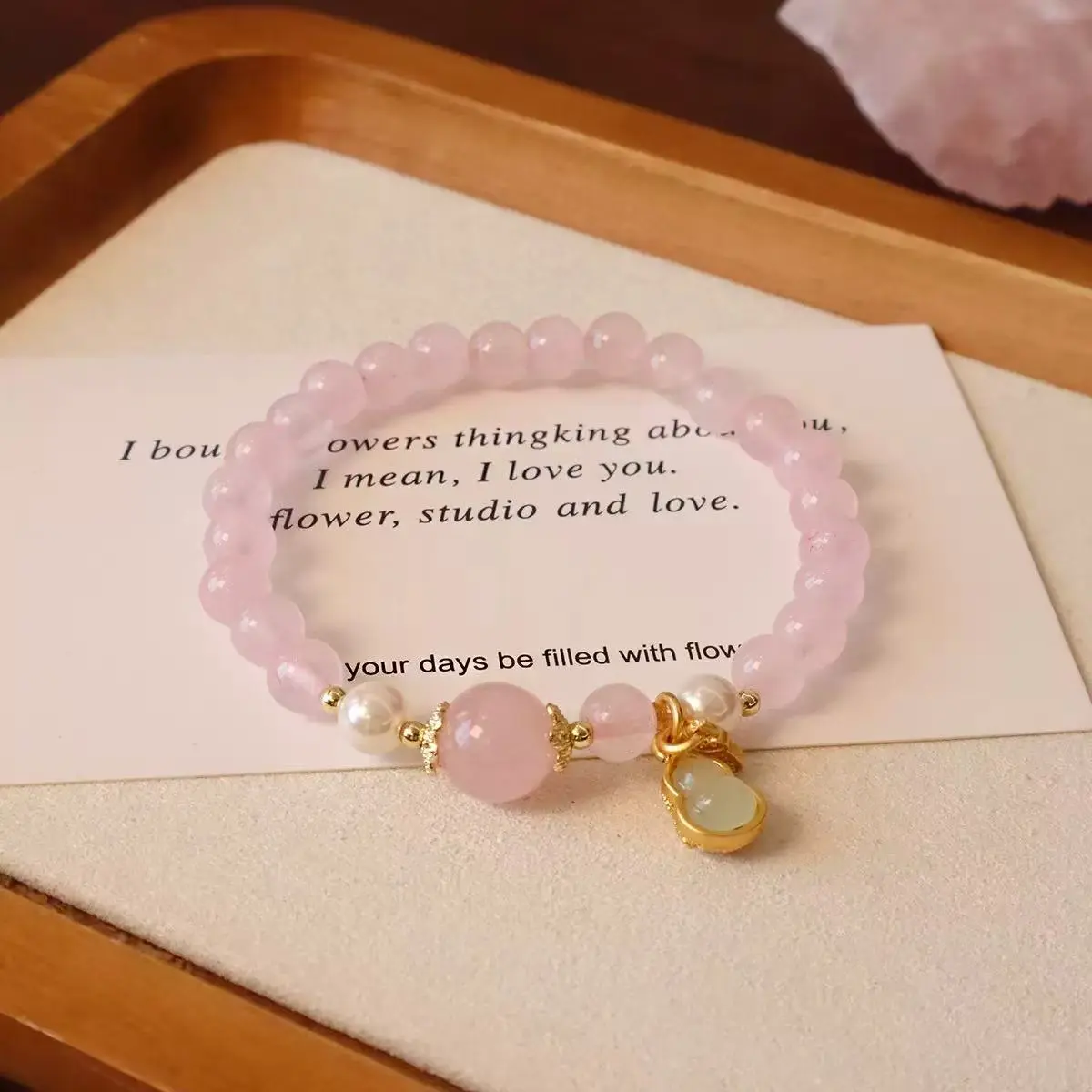 Pink Beaded Charm Bracelet