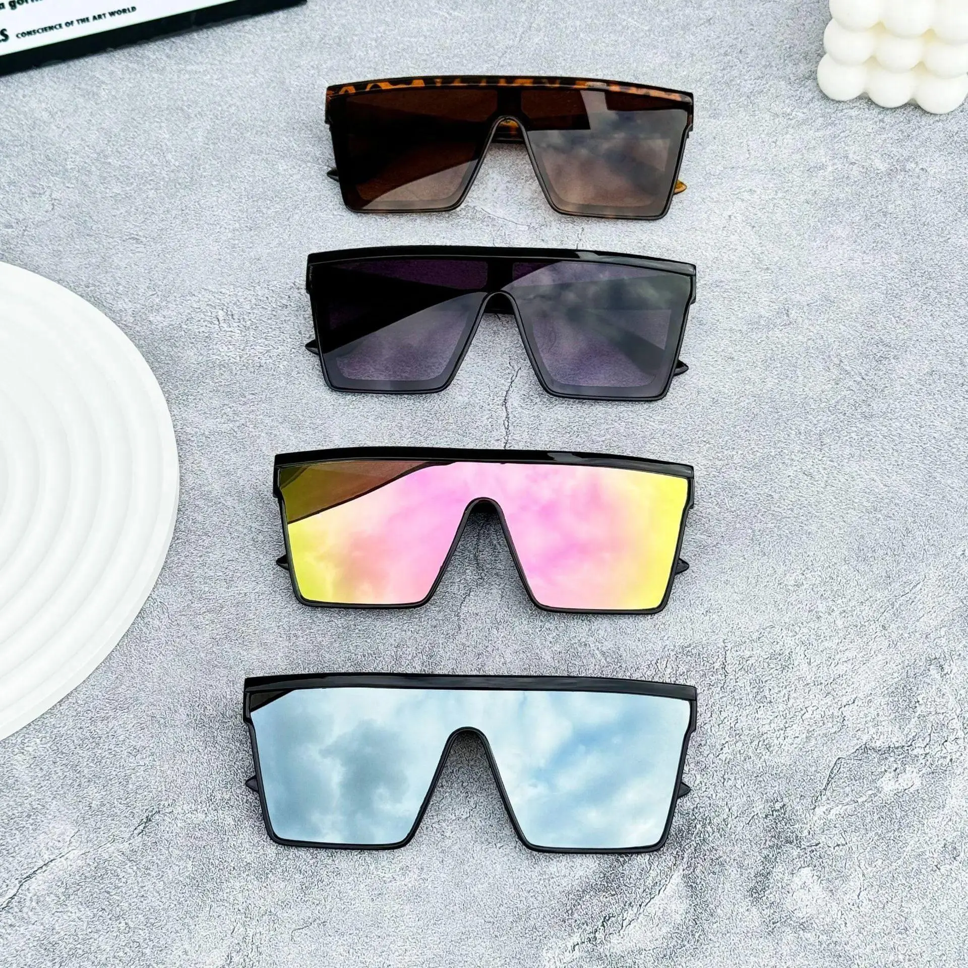 4 Pack Unisex Polarized Sports Sunglasses, European American Oversized One-Piece Frame UV Protection Shades, Day & Night Vision Glasses for Cycling Driving, Summer Father’s Day Camping Gift for Men