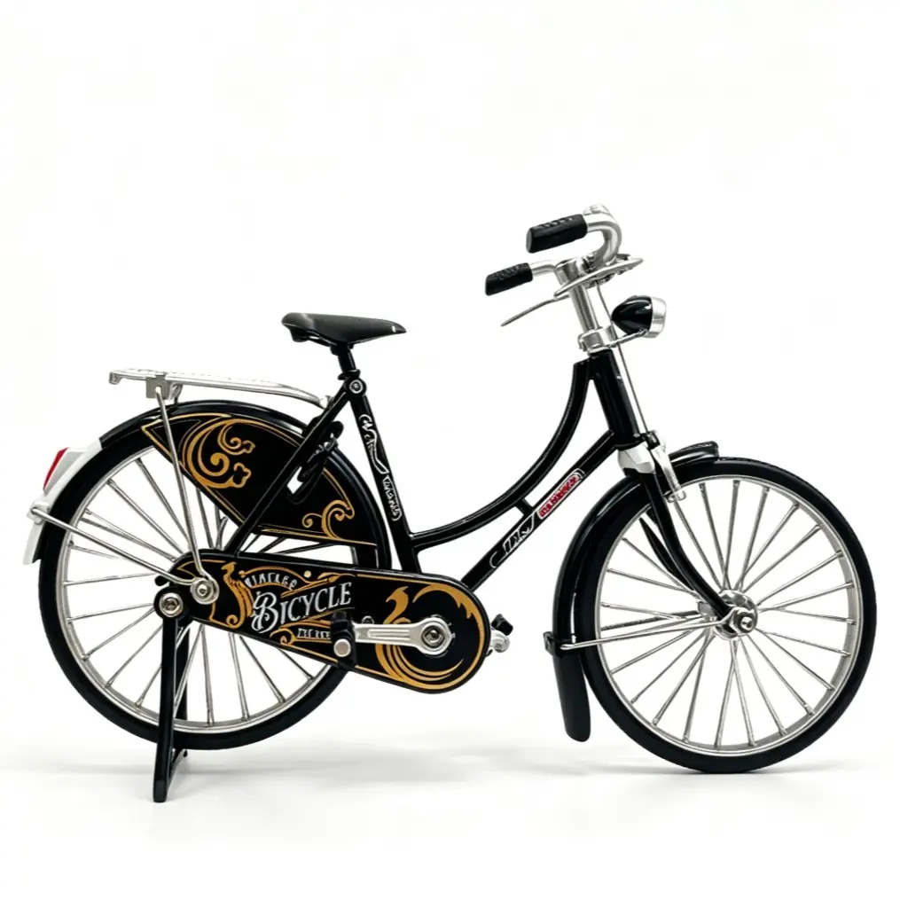 Elegant 1:8 Alloy Vintage Women's Bike Model, Detailed Old City Bicycle Ornament, Elegant Home Desktop Decor, Creative Gift for Bike Enthusiasts