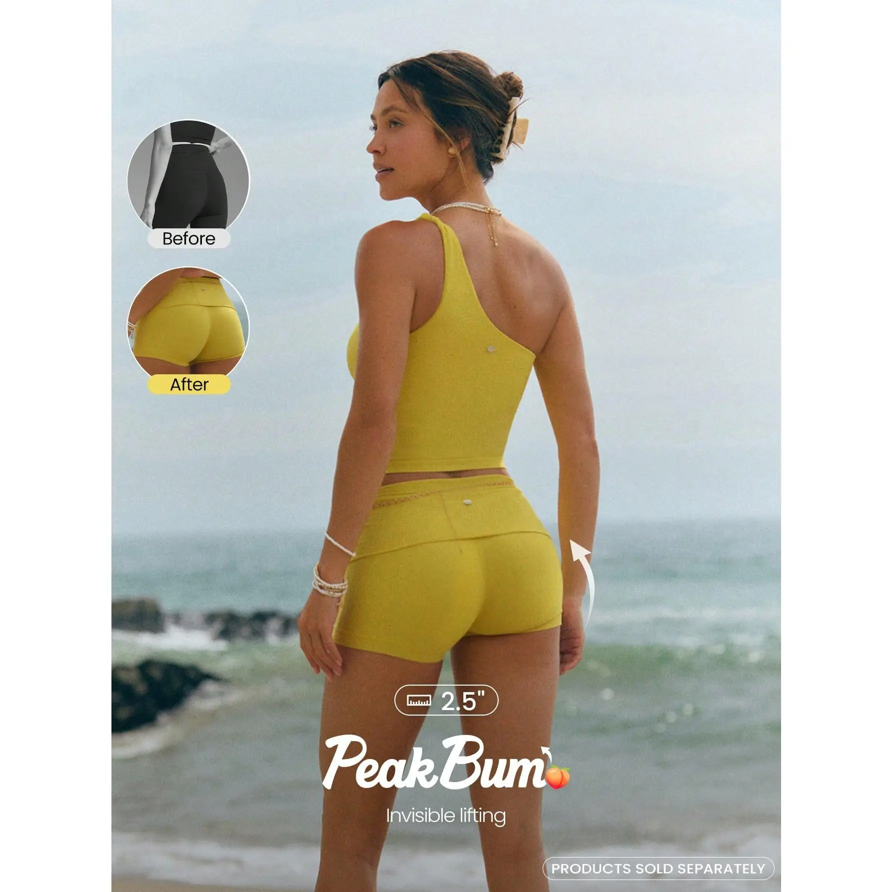 GLOWMODE 2.5" FeatherFit Ultra Mini Soft Stretchy Low Rise Foldover Invisible Scrunch Bum Sculpt Seam Biker Shorts Low Impact Yoga Studio Pilates Daily Wear