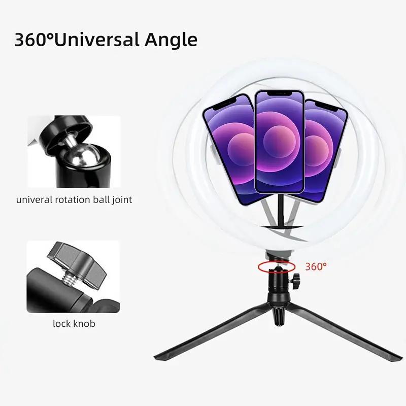 USB Powered 10 Inch Ring Light, Portable Selfie Ring Light With Tripod for Smartphone, Angle Flexible Adjustable Selfie Light, Selfie Video Light, 3 Color Tones Fill Light, Cellphone Accessories