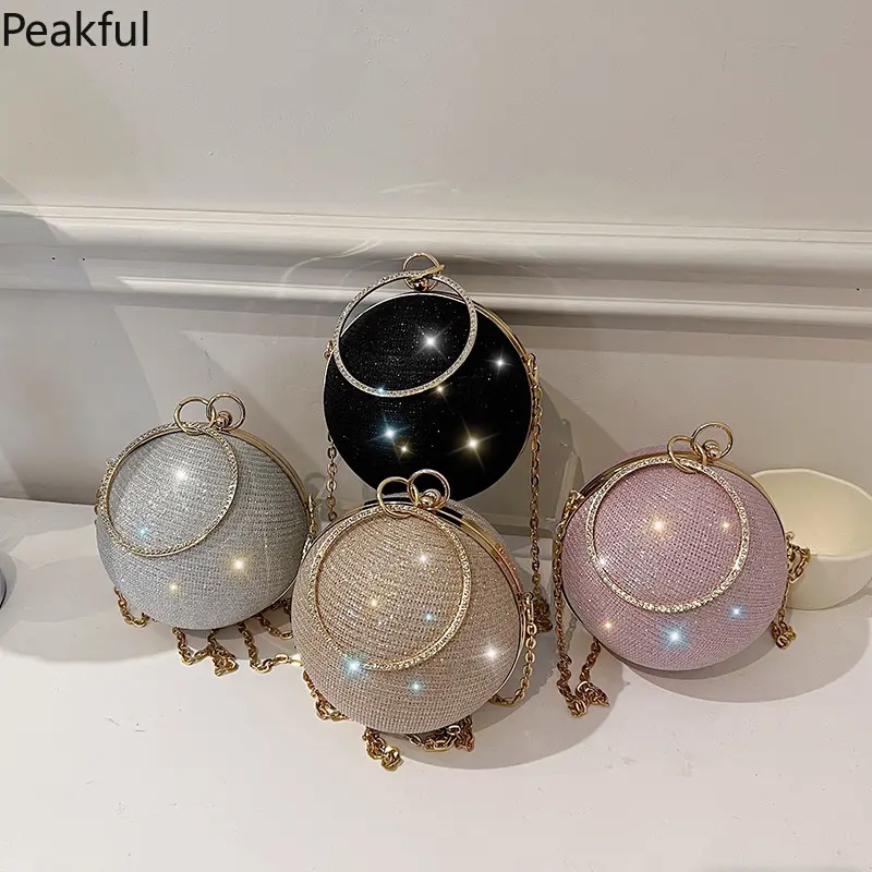 3-in-1 Mini Round Crossbody Bag, Portable Lightweight Sphere Purse with Chain Strap, Versatile Evening Clutch & Shoulder Bag for Travel & Outfits