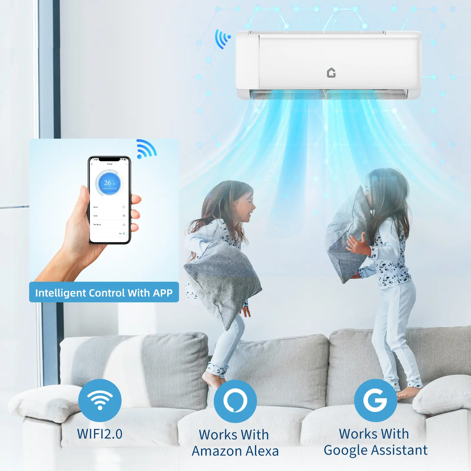 Energy-Efficient 9000 BTU Mini Split Air Conditioner & Heat Pump – 18.5 SEER2 Ultra-Quiet Ductless Inverter AC, WiFi & Remote, Cools & Heats Up to 450 Sq.Ft, Easy Install Kit Easycool Ac Unit Aire Acondicionado De Pared