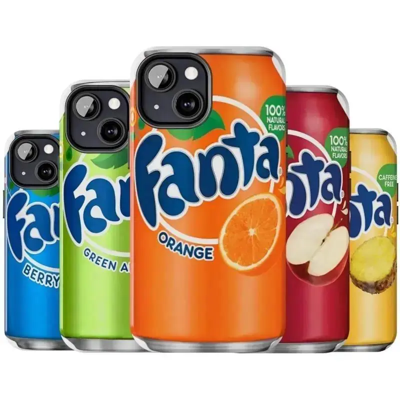 Retro Pop Art Fanta Soda Can Logo Phone Case, Heavy-Duty Durable Hard Cover, Aesthetic Colorful Mobile Phone Accessory for iPhone 12-17 Pro Max Plus, Samsung Galaxy S22-26, Accessories