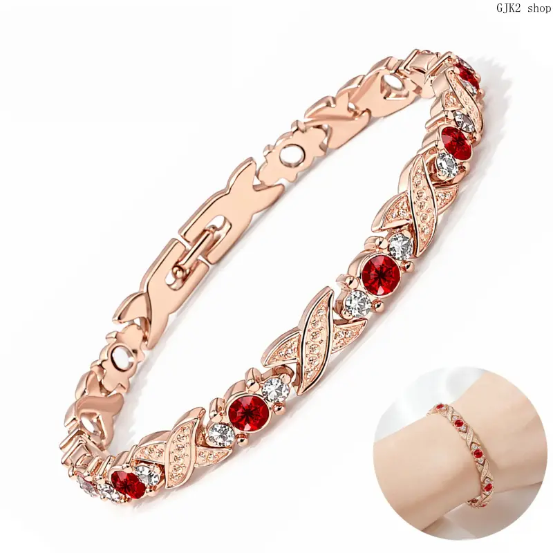 Women's Adjustable Magnetic Clasp Bracelet - Rose Gold Minimalist Chic Rhinestone Inset Wrist Jewelry, Daily Wear Fashion Accessory, Ideal Gift for Females, Bracelets, Adjustable Chain Design