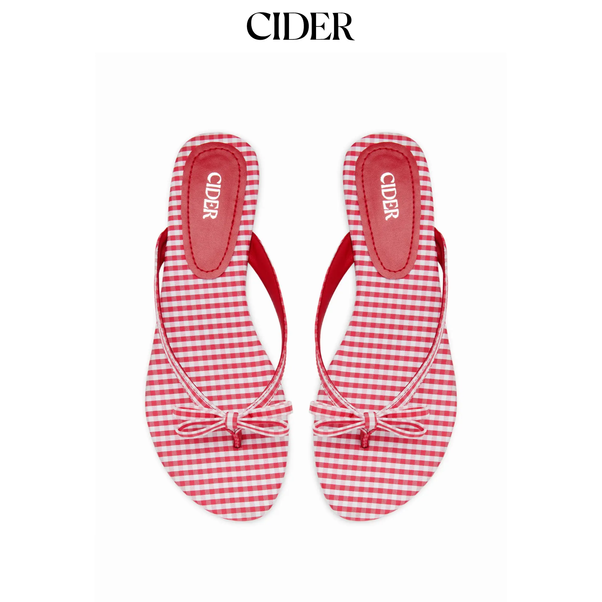 Cider GINGHAM BOWKNOT FLIP-FLOP SLIPPERS SohoChic