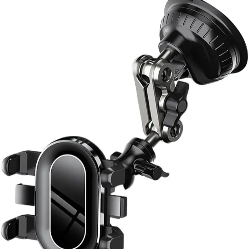Car Phone Holder Dual Function Strong Suction Base, Multi-Angle Adjustable Abs Clamp Stand, Universal Phone Holders, Ideal for Car Photography and Mounting