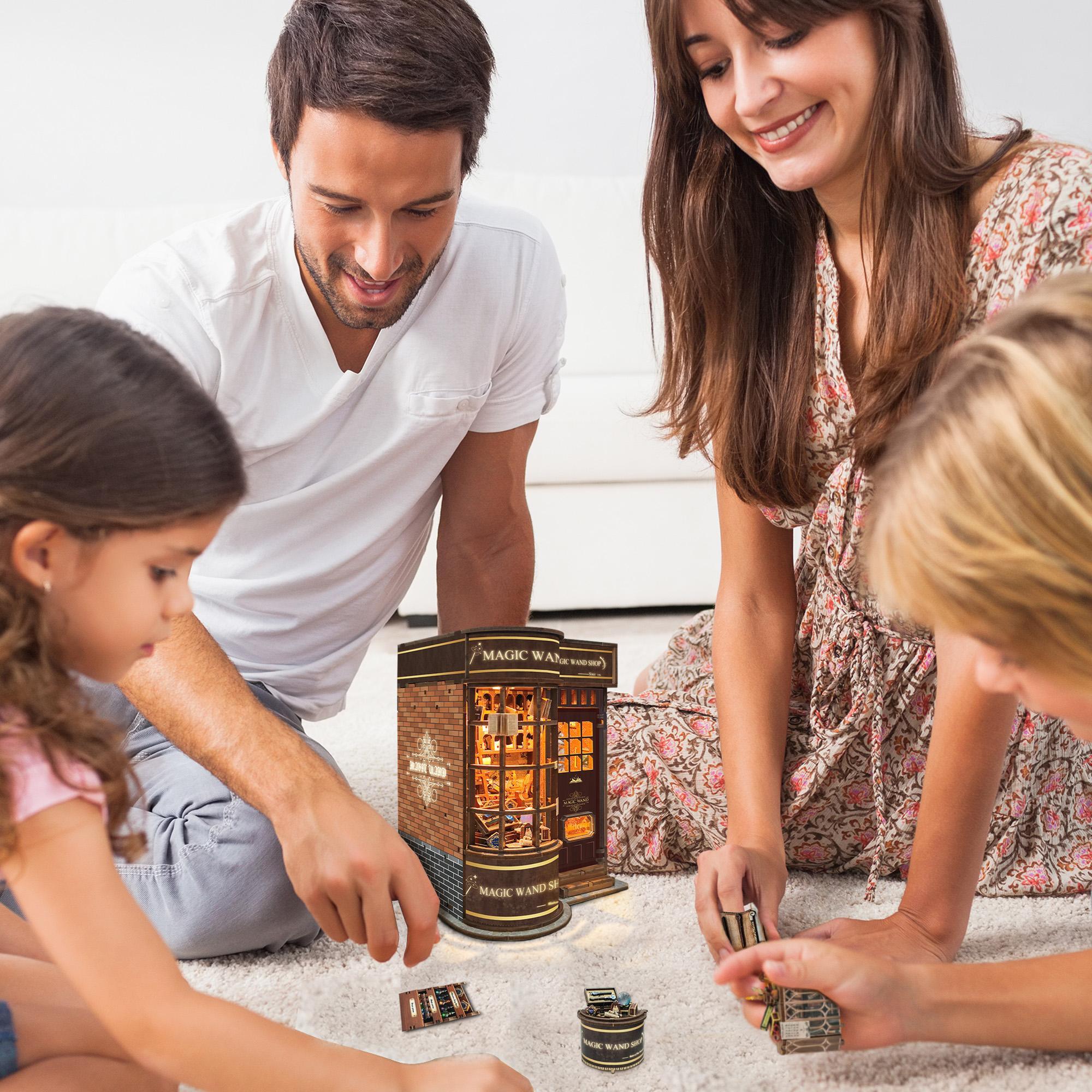 Magic World 3D Wooden Handmade Puzzle, DIY Book Nook Kit, DIY Model Kit, 3D Desktop Decoration Ornament, DIY Model Kit for Bookshelf Decoration