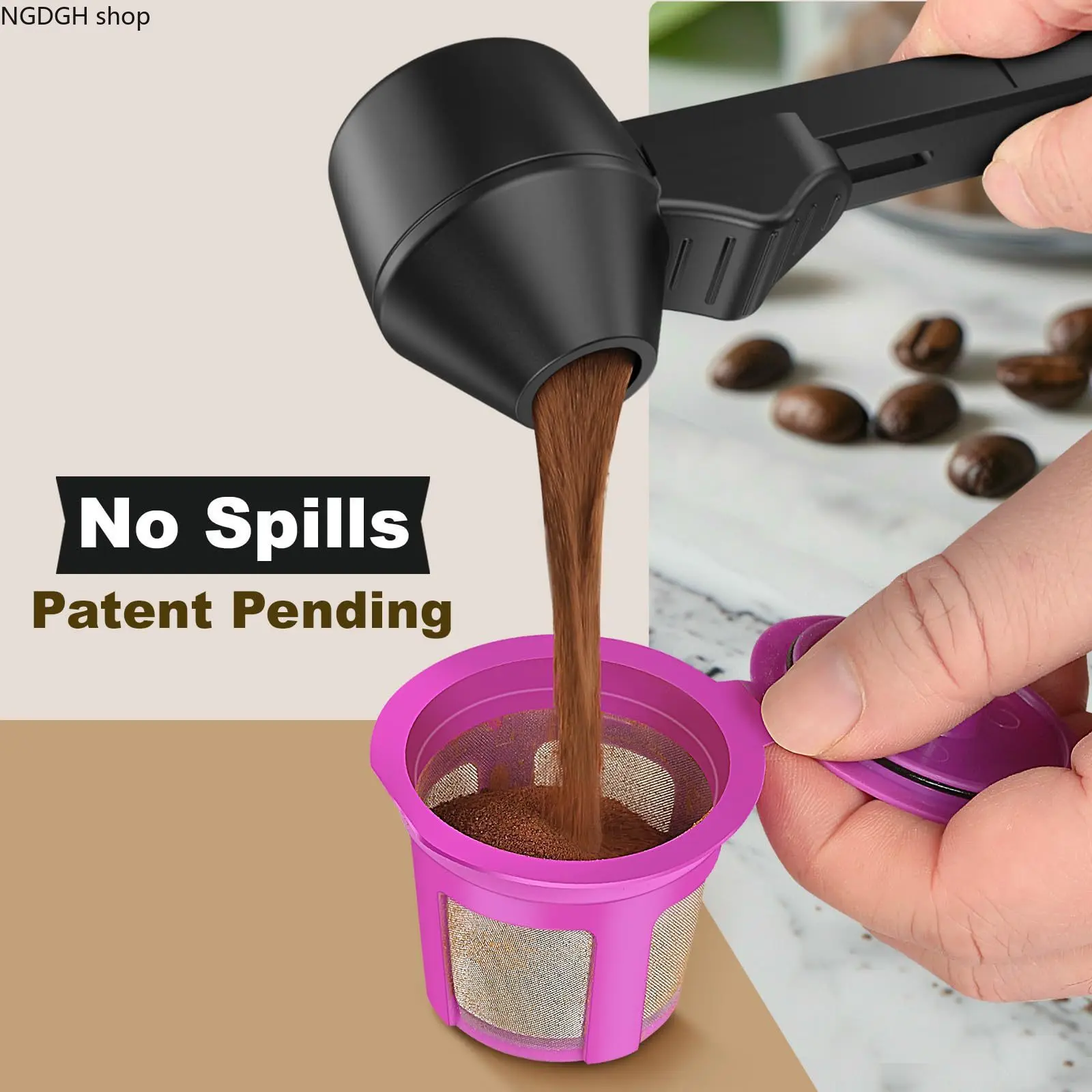 Precise Coffee Scoop - 2-Tablespoon Leveler Spoon with No-Spill Design, Black Multi-Use Powder Measurer for Coffee Grounds, Tea Leaves