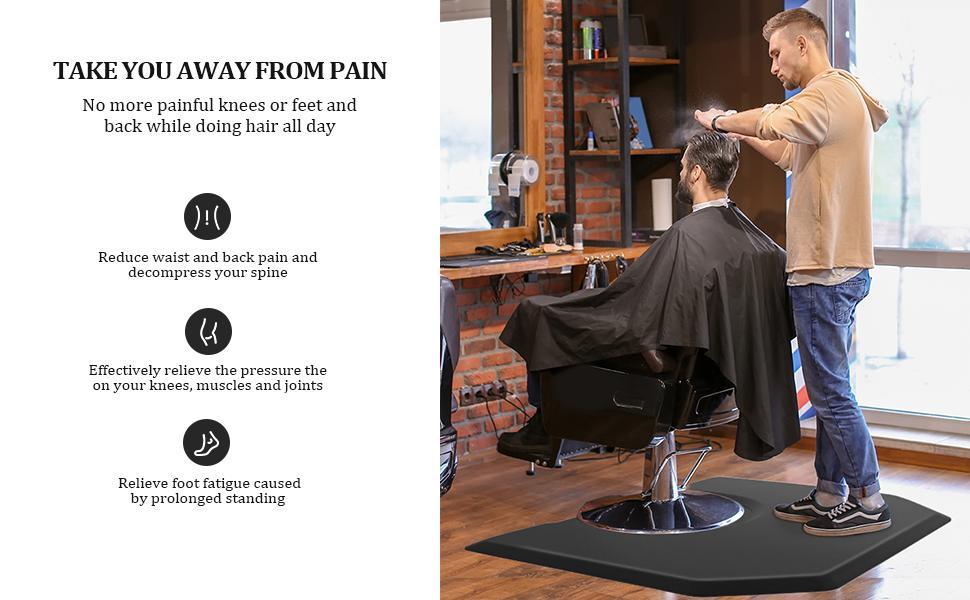 OmySalon Salon Mat for Hair Stylist 4’x5’ Anti Fatigue Barber Floor Mat with Round Base, Salon Chair Mat for Hairdresser Standing, Barbershop Beauty Spa Styling Shampoo Equipment