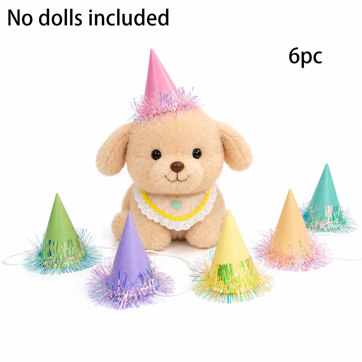 Pack of 6 Mini Tassel Lightweight Paper Pointed Hats (6 colors included), party hats, pet pointed hats, suitable for birthday parties, anniversaries, family parties, celebrations, and unisex.