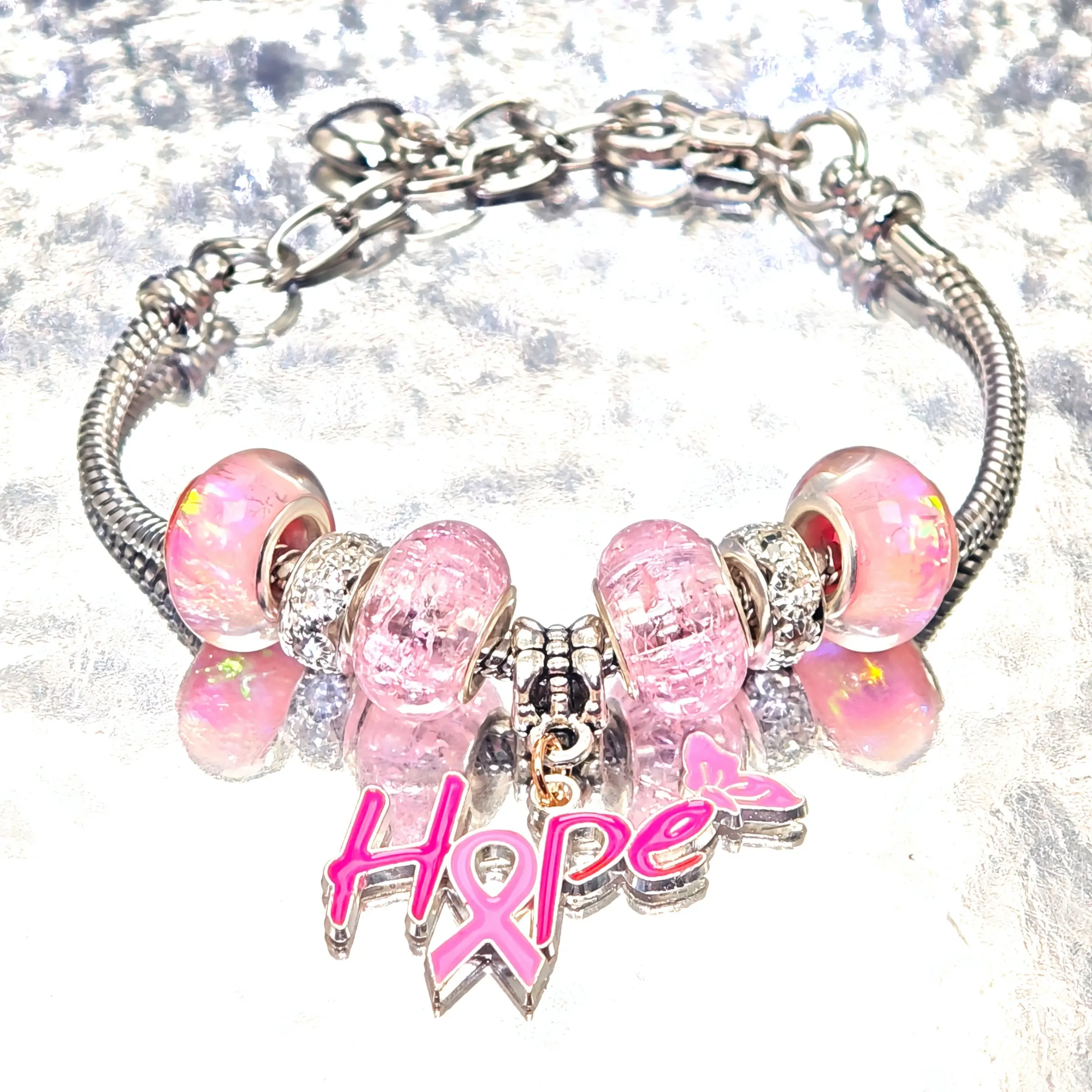Beaded Bracelet Party Jewelry, Breast Cancer Awareness Month Gift, Love Your Mammogram Day Decoration, Courageous Souvenir