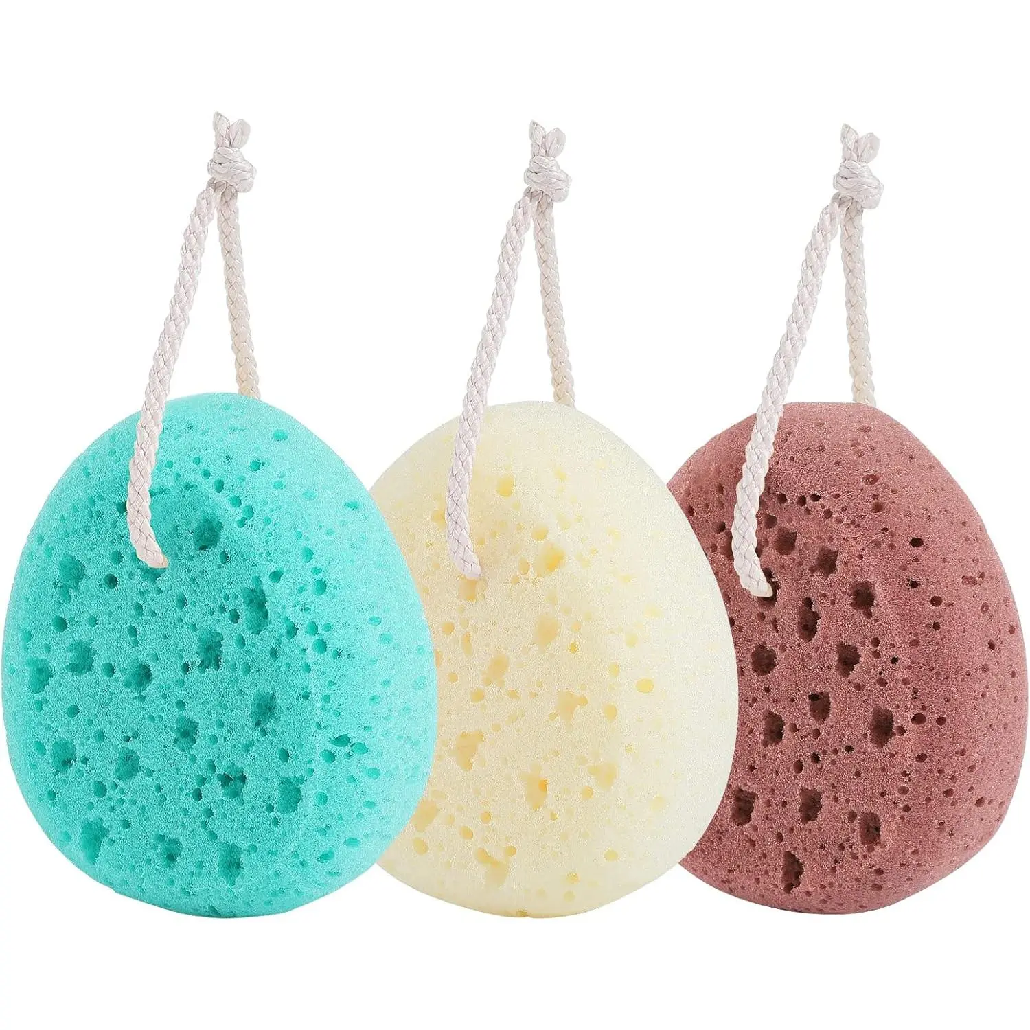 3 Pack Bath Exfoliating Bundle - Large Soft PU Foam Body Scrubbies, Fragrance Free & Gentle Bath Accessories for Women, Men, and Child