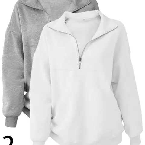 Women's Loose Fit Zipper Long Sleeve Pullover Sweatshirt, Basic Casual Fall and Winter Clothing for Daily Wear, Ideal for School Reunions and Graduations