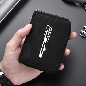 Simple Leather Zipper Card Holder, Unisex Wallet for Kia Gt, Xline, Ceed, Forte, Rio, Stinger, Seltos, K3, Kx5, K4, K5, Driver's License, Insurance Cards