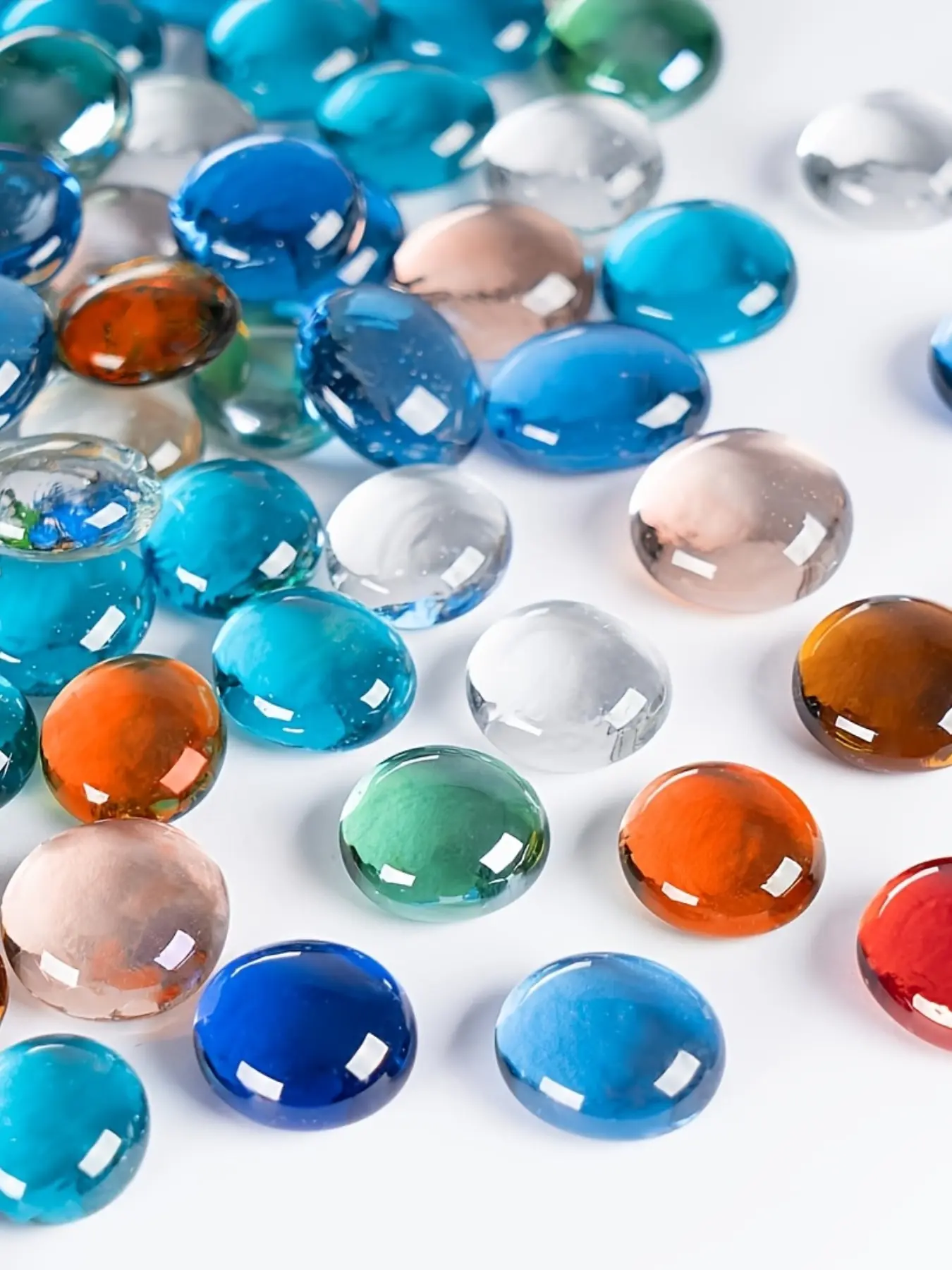 Pack of Flat Glass Marbles, Mixed Color Assorted Glass Gems, Decorative Pebbles and Ornaments for Vase Fillers, Festival and Birthday Gifts