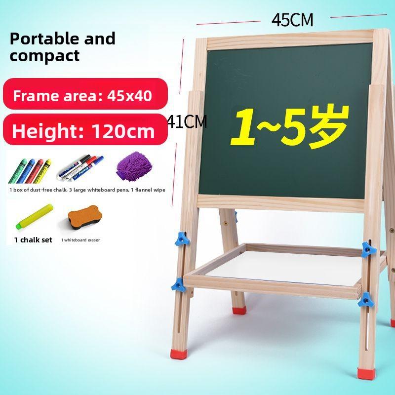 Children Double Sided Magnetic Blackboard Adjustable Stand Home Drawing Board Easel Whiteboard Solid Wood Writing Board Elementary