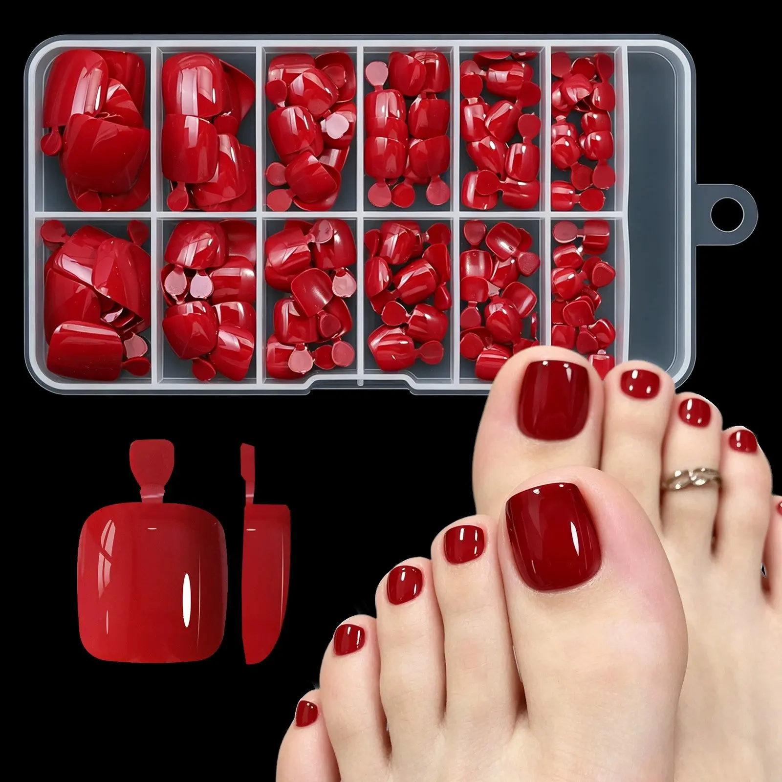 120pcs Short Square Press on Toenails Designed Press on Toenails Full Cover Design Acrylic Fake Toenails Fake Toenails for Summer Nail Art Set for Women And with Reusable Storage Box Nail Supplies DIY Nails