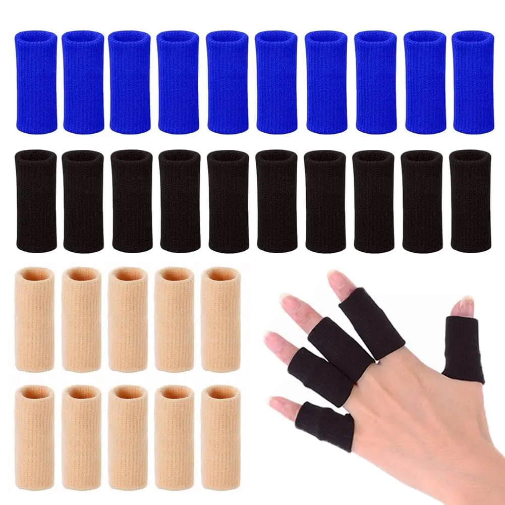 Finger Arthritis Sleeves (30Pcs), Elastic Thumb Splint Brace Support Protector Finger Compression Sleeve  Arthritis Joint Pain Relief, Breathable Fingers Tape  Triggger Fingers Sports Aid Support New model
